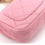 Lambskin Wenge Quilted Mini Fashion Wood Square Flap Pink