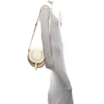 Raffia Small Grain Calfskin Small Marcie Basket Crossbody White