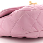 Lambskin Quilted Mini Lacquered Chain Flap Pink