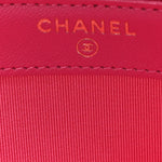 Lambskin Chevron Quilted Small Clutch With Chain Pink
