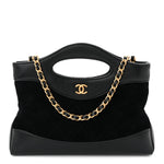 Suede Shiny Crumpled Calfskin Quilted Nano 31 Shopping Bag Black