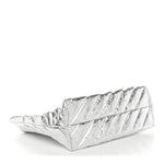 Metallic Crushed Calfskin Quilted Medium Crush Carry All Tote Bag Silver