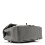 Metallic Lambskin Quilted Mini Rectangular Flap  Dark Grey