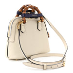 Textured Dollar Calfskin Mini Diana Dome Tote Bag White