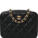 Lambskin Quilted CC Pearl Crush Camera Case Black