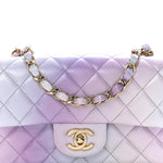 Calfskin Quilted Mini Cloudy Tie Dye Rectangular Flap Purple Blue Pink