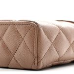 Caviar Quilted Top Handle Slim Vanity With Chain Dark Beige