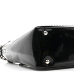Patent Pony Hair Small Pocket Tote Black White