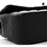 Caviar Quilted Mini Top Handle Rectangular Flap Black