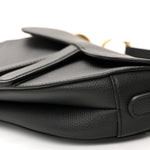 Grained Calfskin Mini Saddle Bag Black