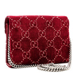 Velvet GG Monogram Mini Dionysus Chain Wallet Red Cipria