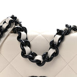 Glossy Calfskin Quilted Medium Chanel 19 Flap White Black