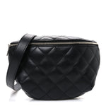 Lambskin Quilted Waist Belt Bag Black