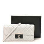 Metallic Sheepskin Quilted Small Beauty Lock Flap Silver