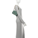 Lambskin Quilted Mini Chain Rows Flap  Green