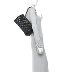 Glazed Calfskin Quilted Perfect Edge Tote Black