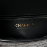 Washed Denim Quilted Messenger Flap Black