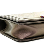 Iridescent Goatskin Quilted New Medium Boy Flap Bronze