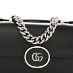 Senna Calfskin Petite GG Top Handle Shoulder Bag Black