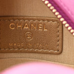 Lambskin Quilted Round Pearl Crush Clutch With Chain Purple