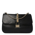 Vitello Large Glam Lock Rockstud Flap Black
