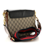 GG Supreme Monogram Web Medium Padlock Messenger Shoulder Bag Black