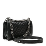 Calfskin Quilted Medium Boy Flap Black