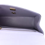 Lambskin Quilted Mini Top Handle Rectangular Flap Light Purple