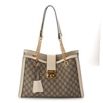 GG Supreme Monogram Medium Padlock Tote White