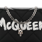 Nappa Graffiti Quilted Graffiti Skull Card Holder on Chain Black White