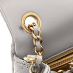 Lambskin Quilted Mini Rectangular Pearl Crush Flap Grey
