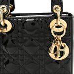 Patent Cannage Mini Lady Dior Black