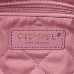 Shiny Calfskin Quilted Chanel 22 Drawstring Bag Pink
