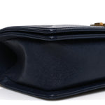 Caviar Quilted Medium Boy Flap Navy