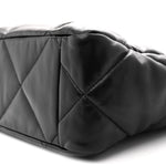Lambskin Quilted Chanel 19 East West Shopping Bag Black