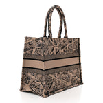 Canvas Embroidered Medium Plan De Paris Book Tote Beige Multi