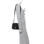 Lambskin Quilted Small Lacquered Chain Flap Black