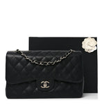 Caviar Quilted Jumbo Double Flap Black