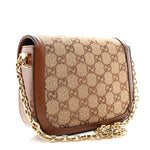 New Canvas Charisma Calfskin Crystal GG Monogram Mini Horsebit 1955 Shoulder Bag Camel Ebony