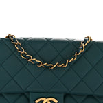 Lambskin Quilted Mini Rectangular Flap Dark Blue