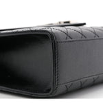 Grain De Poudre Textured Mixed Matelasse Large Triquilt Monogram Satchel Black