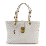 Nappa Intrecciato Small Capri Tote White