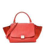 Drummed Calfskin Small Trapeze Vermillion