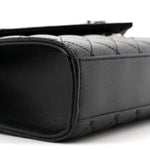 Grain De Poudre Textured Mixed Matelasse Triquilt Medium Monogram Satchel Black