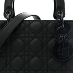 Ultra Matte Calfskin Cannage Medium Lady Dior Black