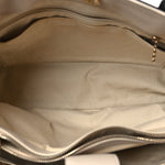 Grained Calfskin Medium Bi-Color Neo Executive Shopper Tote Black Beige