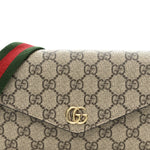 GG Supreme Monogram Textured Dollar Calfskin Web Mini Ophidia Envelope Shoulder Bag Beige Ebony New Acero