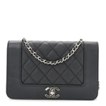 Caviar Quilted Vintage Mademoiselle Wallet On Chain WOC Black