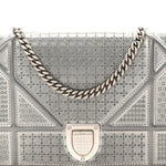 Metallic Patent Micro-Cannage Diorama Wallet on Chain Pouch Silver