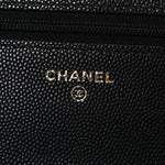 Caviar Quilted Striated CC Wallet On Chain WOC Black